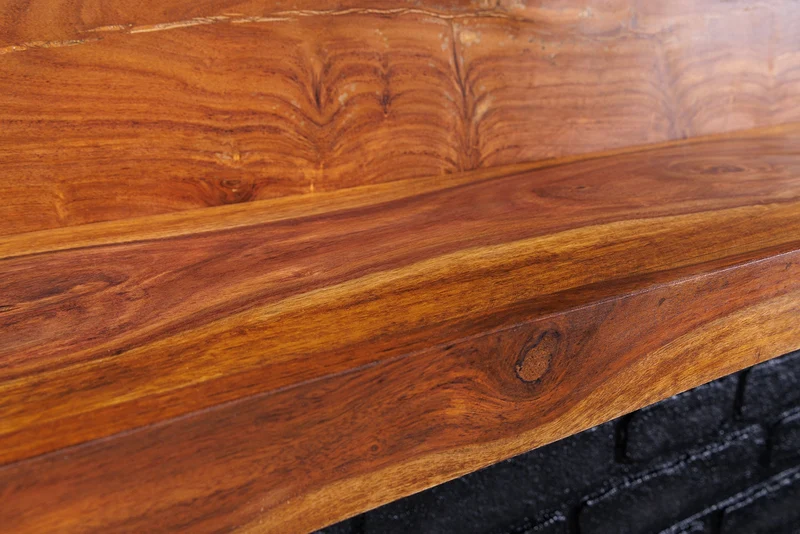 Etagère murale solide MAKASSAR 80cm bois de sheesham marron finition pierre fait main