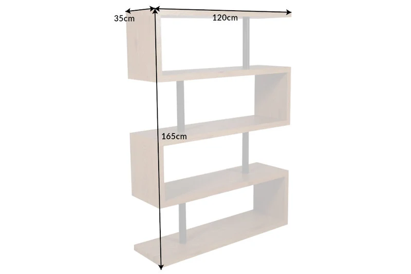 Etagère design SNAKE Bibliothèque 165cm aspect chêne avec cinq étagères