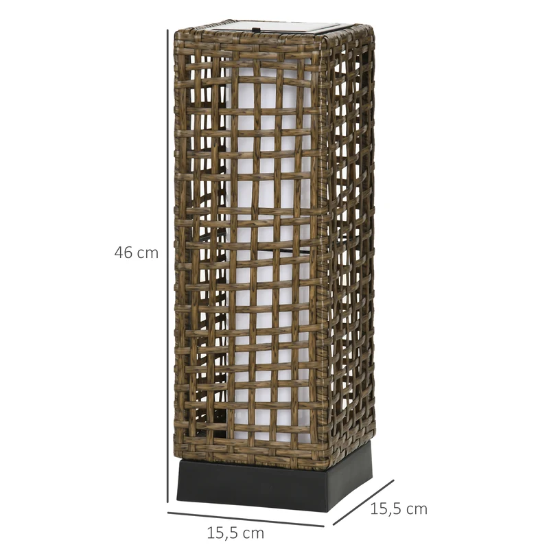 Lampe solaire extérieure au sol rattan LED, détecteur crépusculaire, étanche 15,5x15,5x46cm SKYBEACH