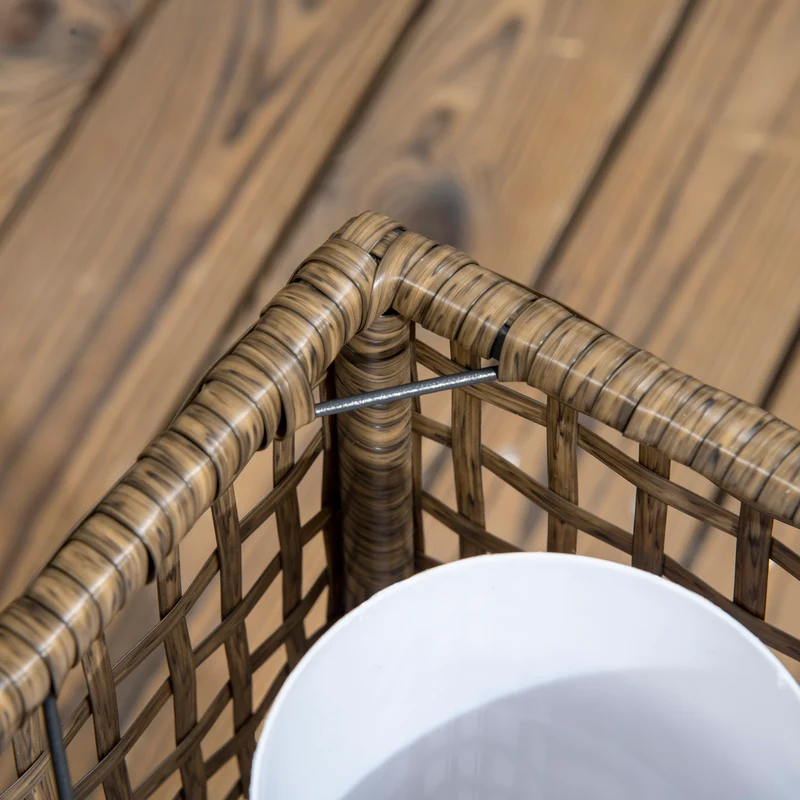 Lampe solaire extérieure au sol rattan LED, détecteur crépusculaire, étanche 15,5x15,5x46cm SKYBEACH