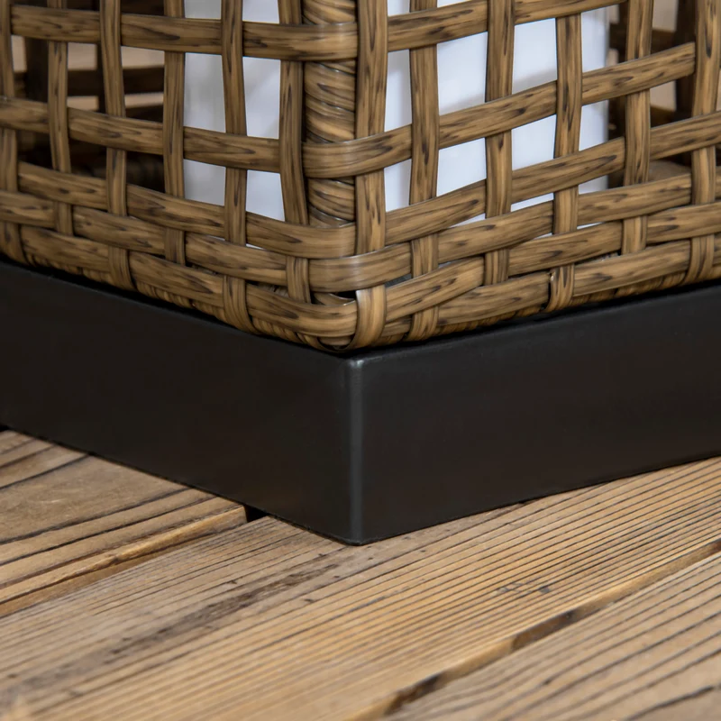 Lampe solaire extérieure au sol rattan LED, détecteur crépusculaire, étanche 15,5x15,5x46cm SKYBEACH