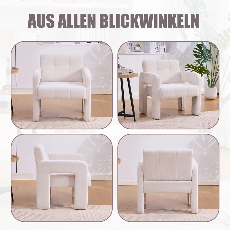 Fauteuil en chenille beige 67,5x69x74,5cm AURAERA