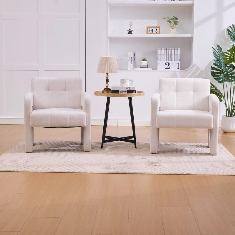 Fauteuil en chenille beige 67,5x69x74,5cm AURAERA