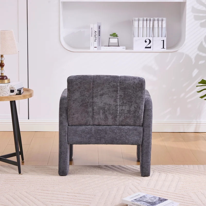 Fauteuil en chenille gris foncé 67,5x69x74,5cm ZENITHINA