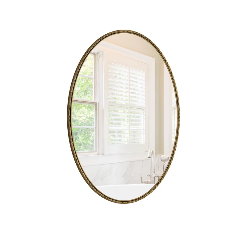 Miroir ovale rétro en fer forgé doré effet vieilli 65x100cm DUSKLEAF