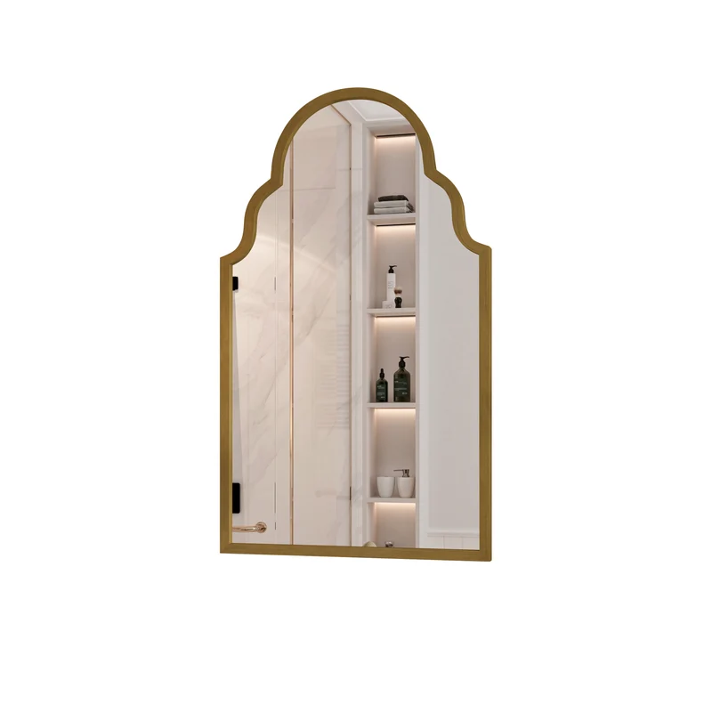 Miroir mural rectangulaire style marocain cadre métal doré mat 61x101cm NEWSLIVER