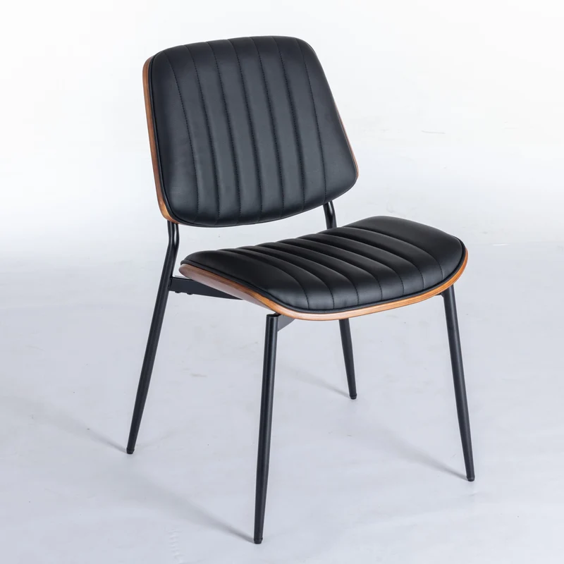 Lot de 2 chaises de salle à manger vintage en cuir PU et bois noyer courbé - style industriel chic AUTOMIMET
