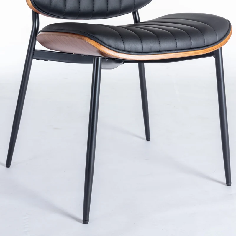 Lot de 2 chaises de salle à manger vintage en cuir PU et bois noyer courbé - style industriel chic AUTOMIMET