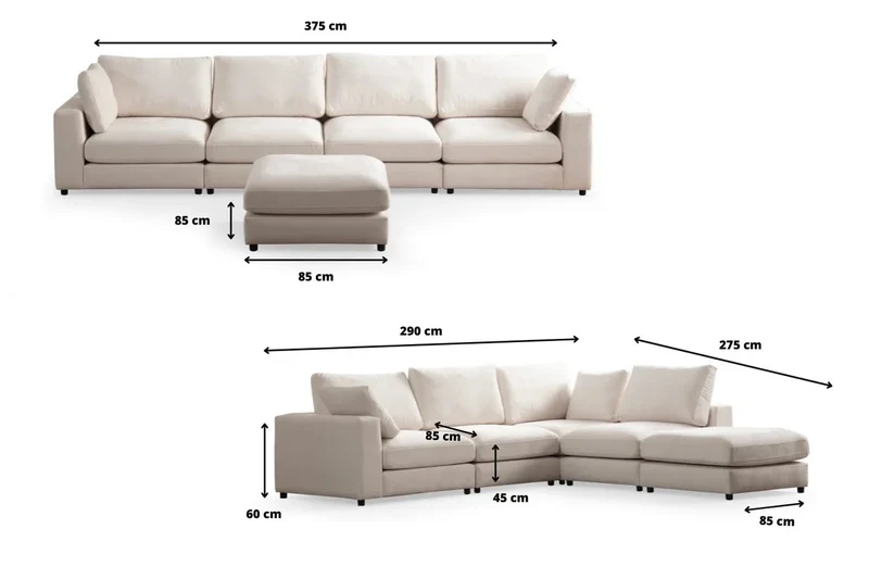 Canapé Julia modulable chenille 4+1