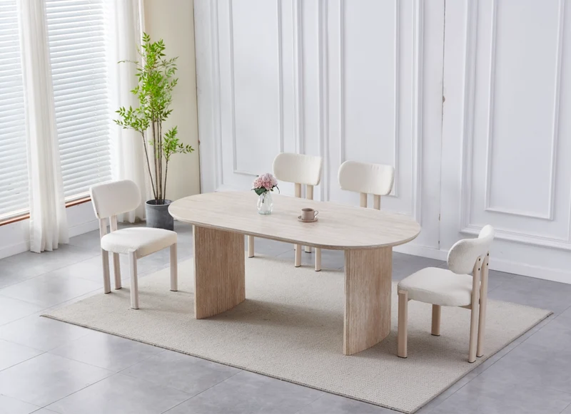 Table à manger JOSÉPHINE effet travertin céramique