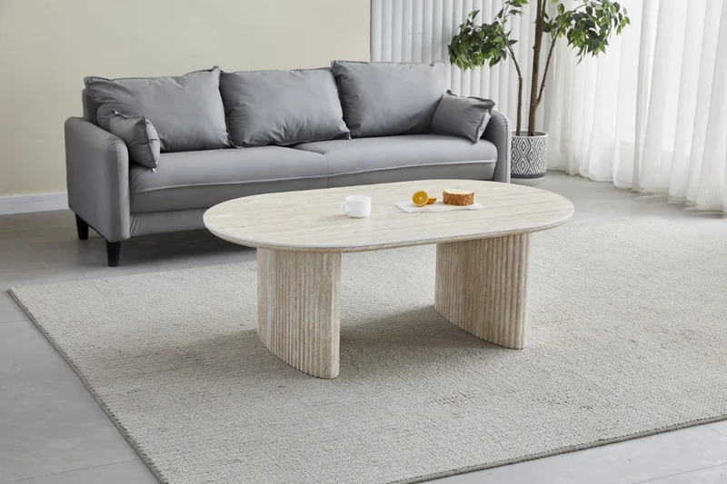 Table basse JOSÉPHINE effet travertin en céramique
