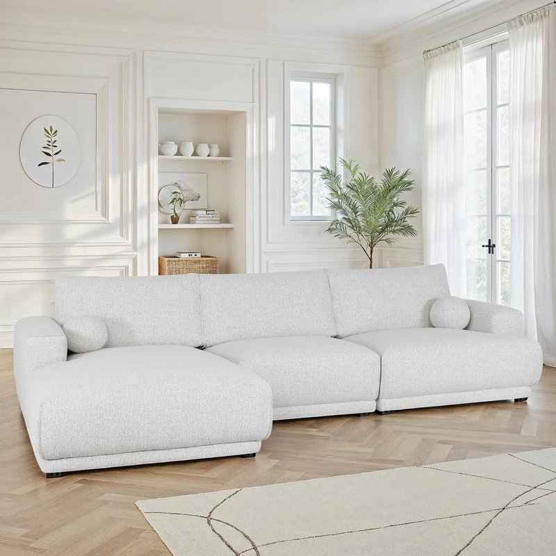Canapé d'angle en tissu anti tache, 319x169xH89CM - SHIRLEY