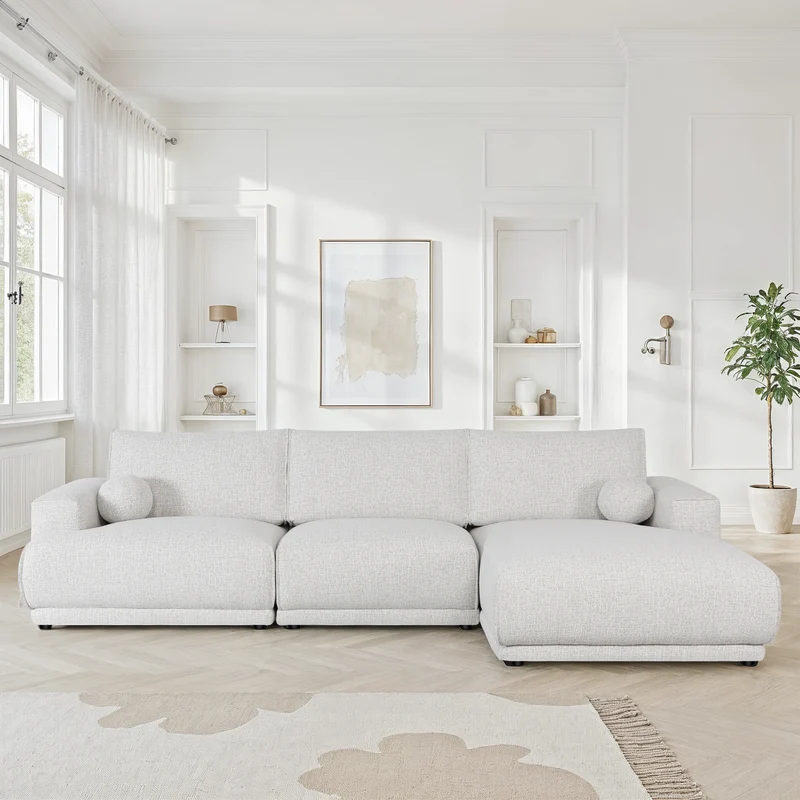 Canapé d'angle en tissu anti tache, 319x169xH89CM - SHIRLEY