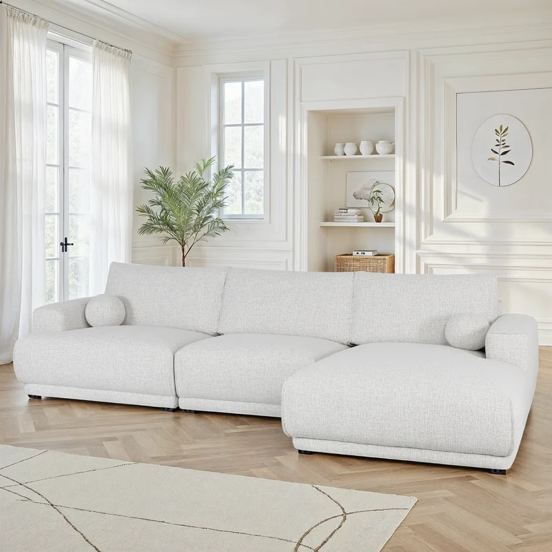 Canapé d'angle en tissu anti tache, 319x169xH89CM - SHIRLEY