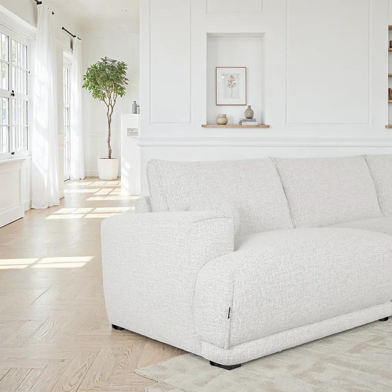 Canapé d'angle en tissu anti tache, 319x169xH89CM - SHIRLEY