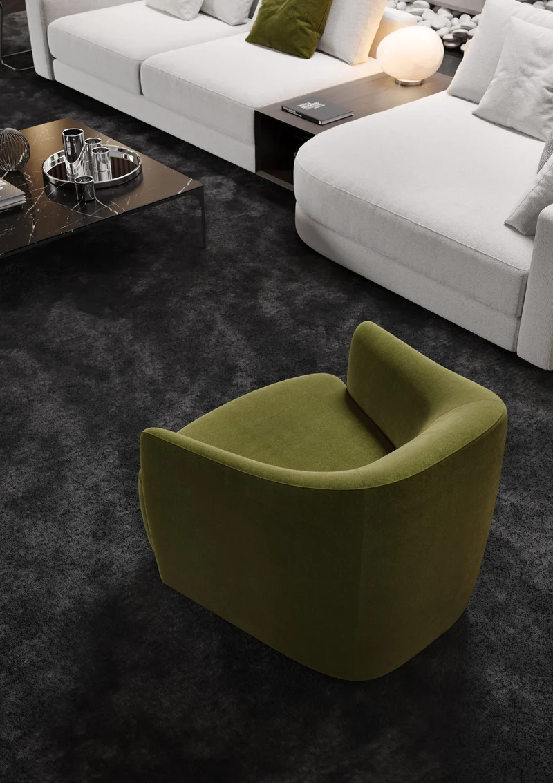 Fauteuil Lenox | Fauteuil design enveloppant pivotant ou sur pieds