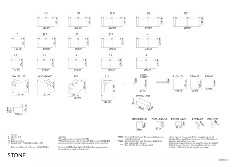 Canapé Stone modulable | Canapé design droit, angle ou péninsulaire