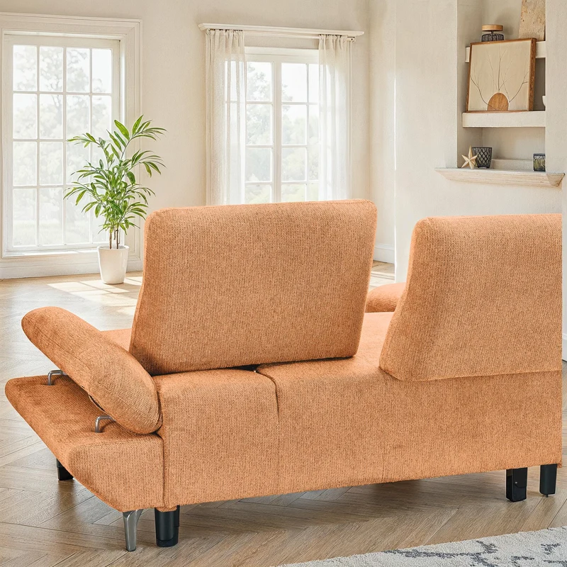 Canapé d'angle convertible avec coffre en tissu et dossier retractable, 267x161xH97CM - LAVINO