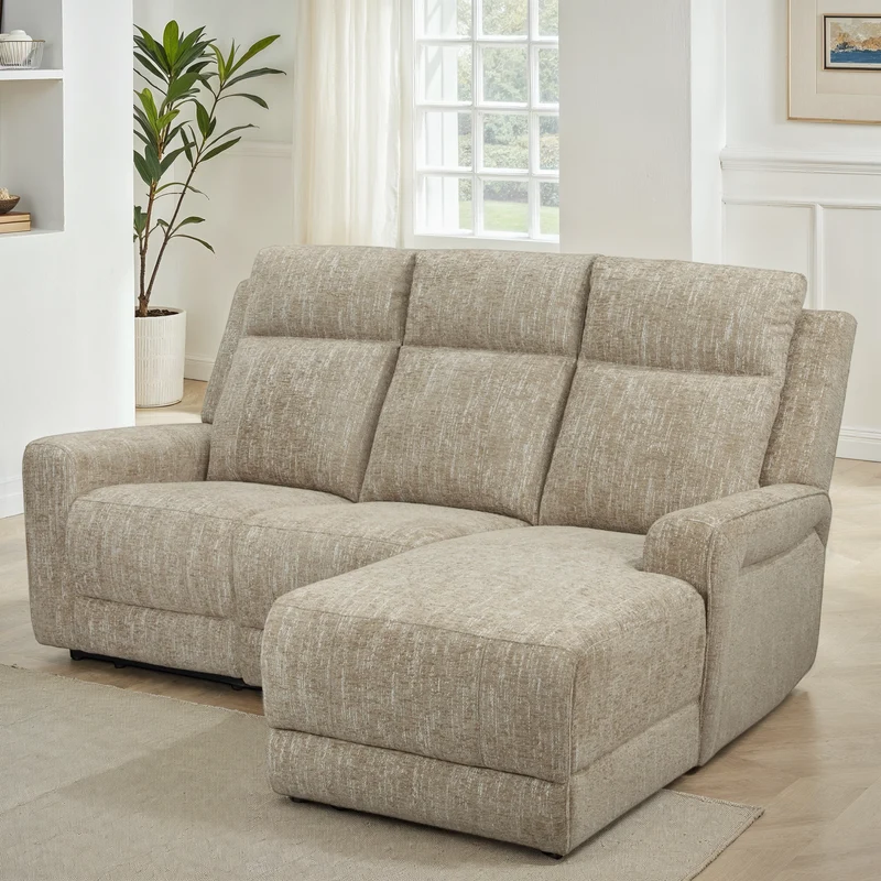 Canapé d'angle avec deux relax en tissu anti tache, 195x157xH105CM - ASTONI