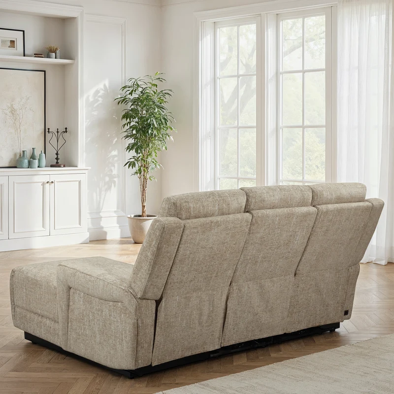 Canapé d'angle avec deux relax en tissu anti tache, 195x157xH105CM - ASTONI