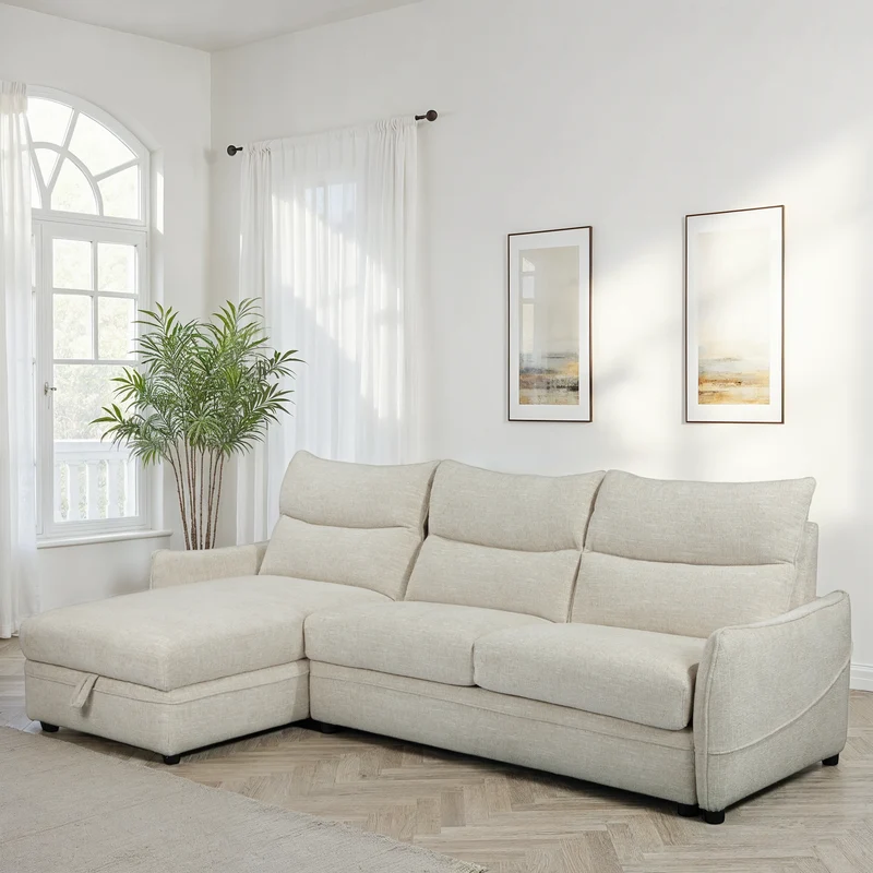 Canapé d'angle en tissu anti tache convertible, 272x164xH100CM - MARKO