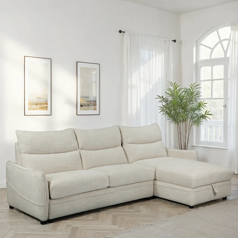 Canapé d'angle en tissu anti tache convertible, 272x164xH100CM - MARKO