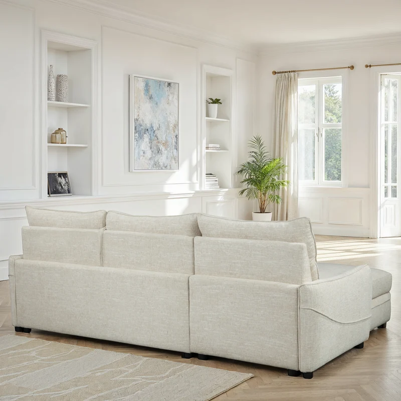 Canapé d'angle en tissu anti tache convertible, 272x164xH100CM - MARKO