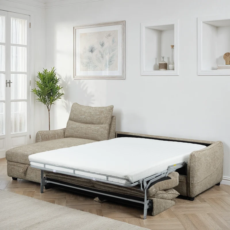 Canapé d'angle en tissu anti tache convertible, 272x164xH100CM - MARKO
