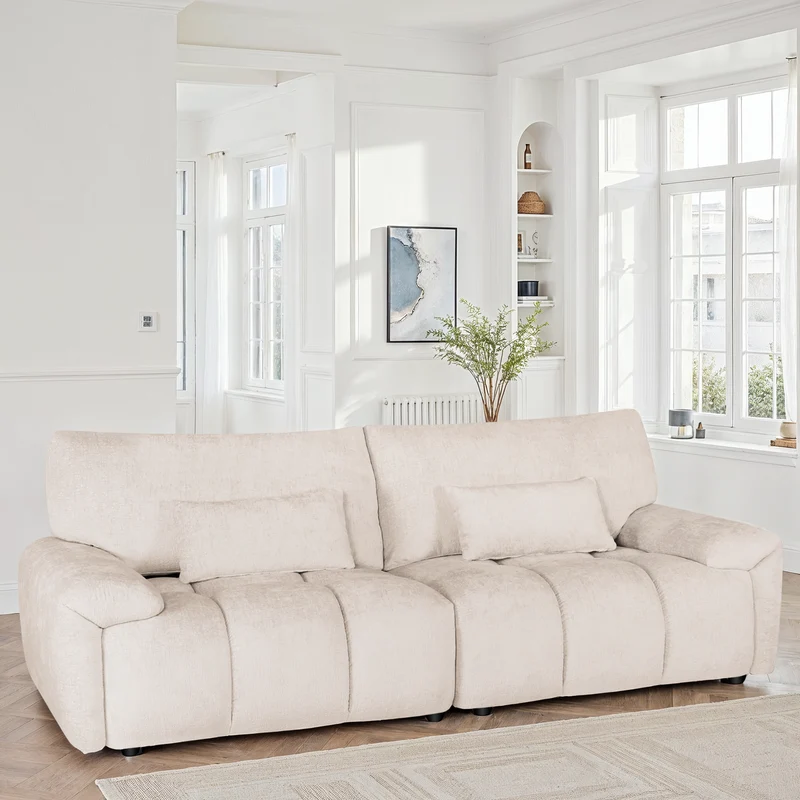 Canapé 3 places / fauteuil / pouf en tissu anti tache - MELINE