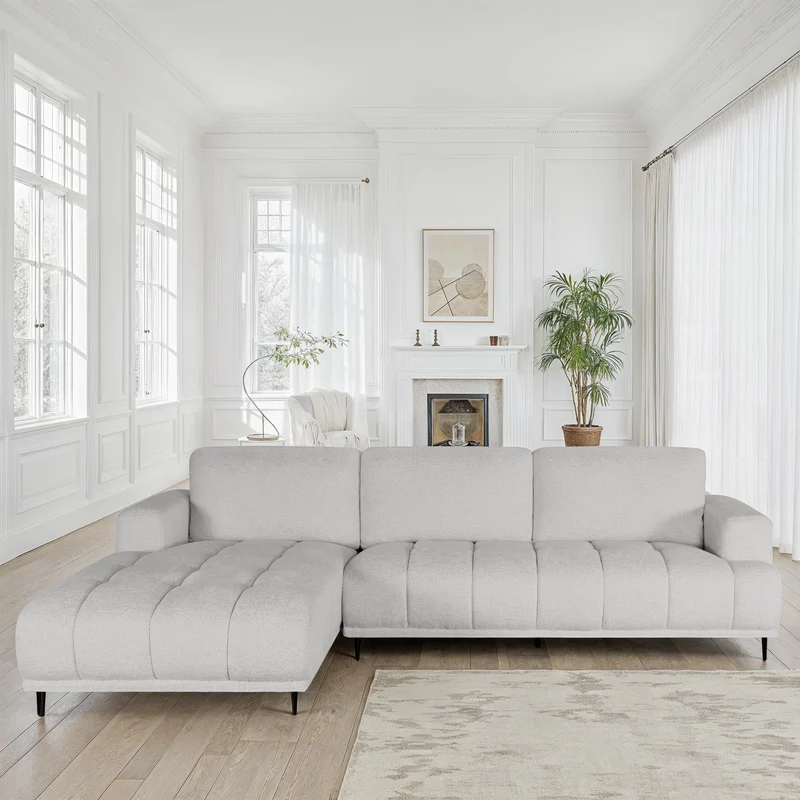 Canapé d'angle en tissu anti tache, 285x160xH88CM - STELLA