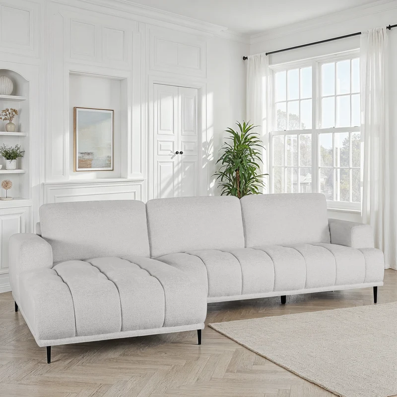 Canapé d'angle en tissu anti tache, 285x160xH88CM - STELLA