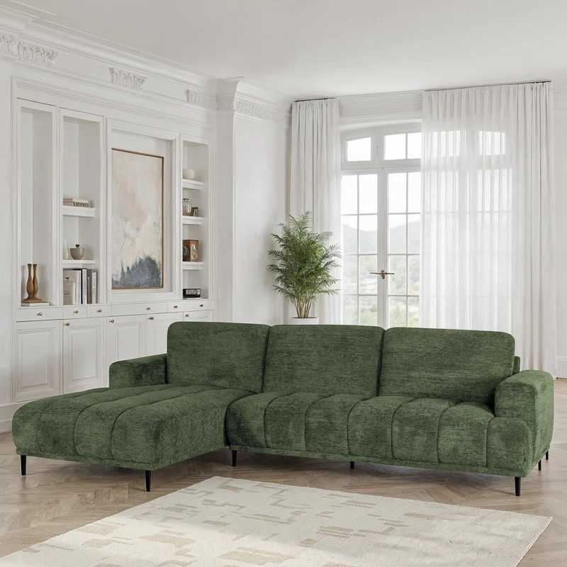 Canapé d'angle en tissu anti tache, 285x160xH88CM - STELLA