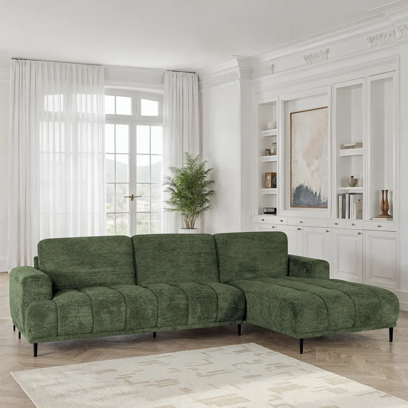 Canapé d'angle en tissu anti tache, 285x160xH88CM - STELLA