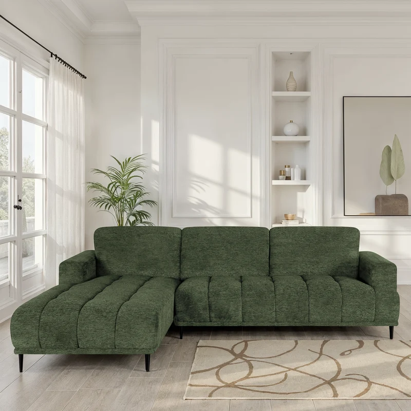 Canapé d'angle en tissu anti tache, 285x160xH88CM - STELLA