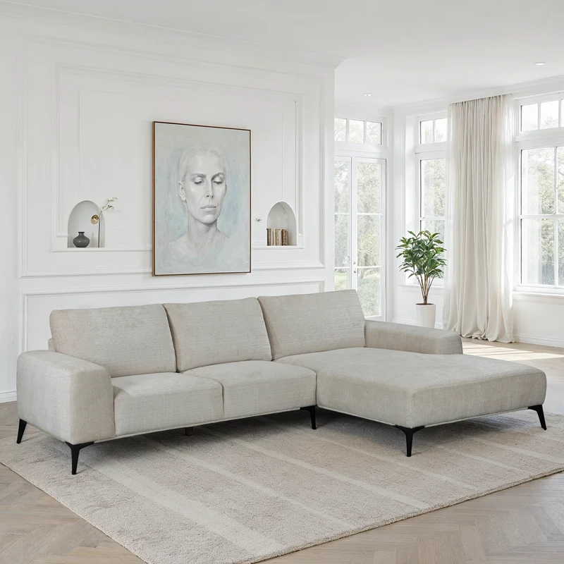 Canapé Angle 5places Tissu 297X186xH90cm - HELENA
