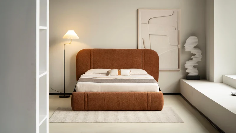 Lit en tissu avec sommier Cocoon