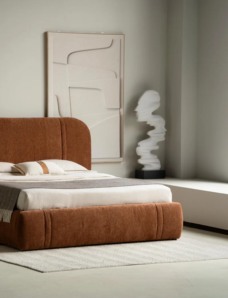 Lit en tissu avec sommier Cocoon