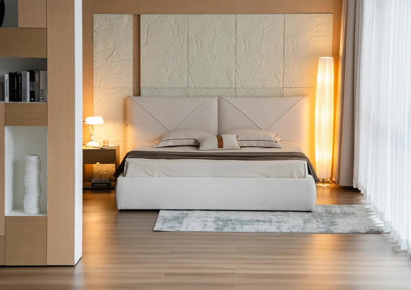 Lit en tissu avec sommier KuBo