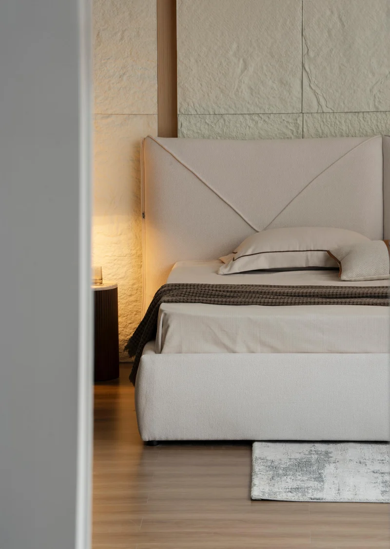 Lit en tissu avec sommier KuBo