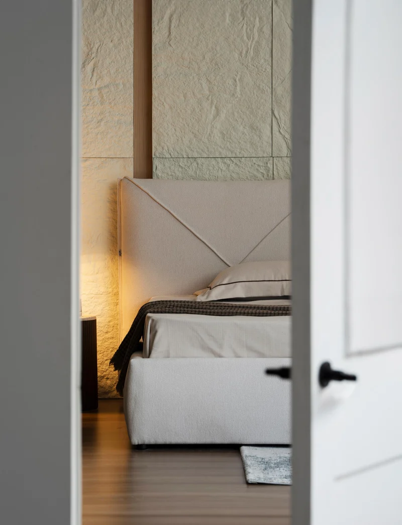 Lit en tissu avec sommier KuBo