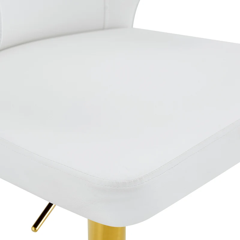 Lot de 2 tabourets de bar blancs en PU pivotants 360° et repose-pieds dorés PINEPRO