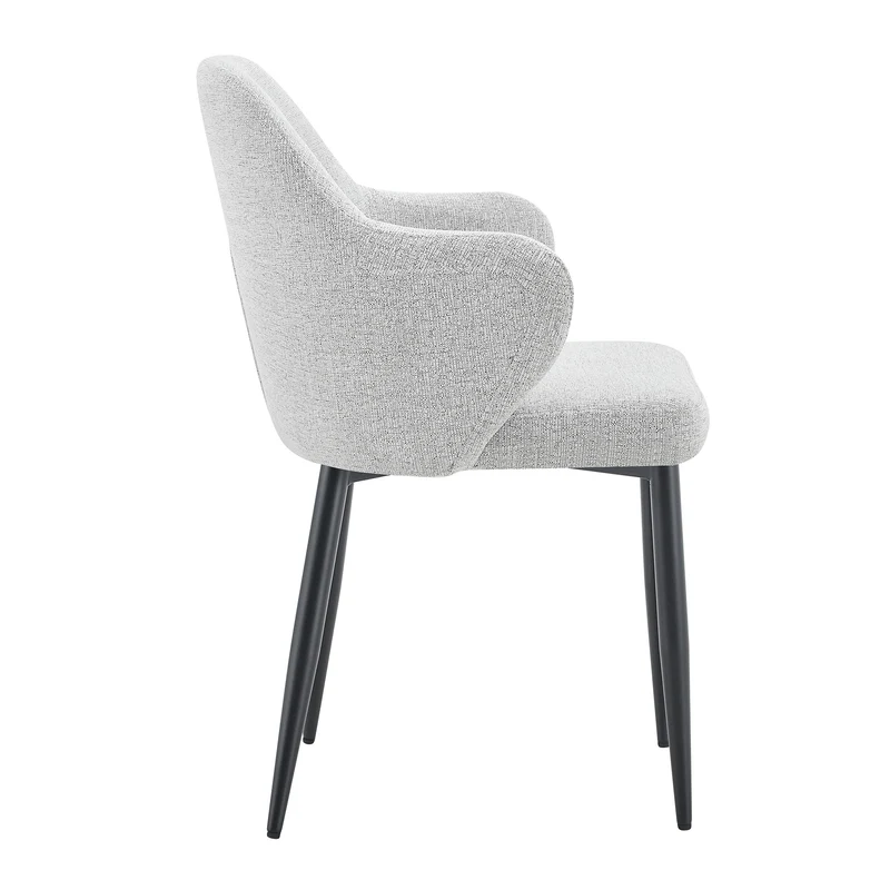 Lot de 2 chaises de salle à manger en tissu gris clair, 83 cm, dossier enveloppant PLANTDESIGN