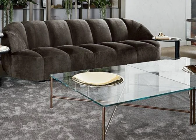 Table basse en verre & métal - Golden Moon