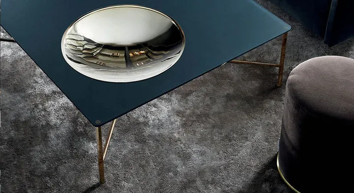 Table basse en verre & métal - Golden Moon