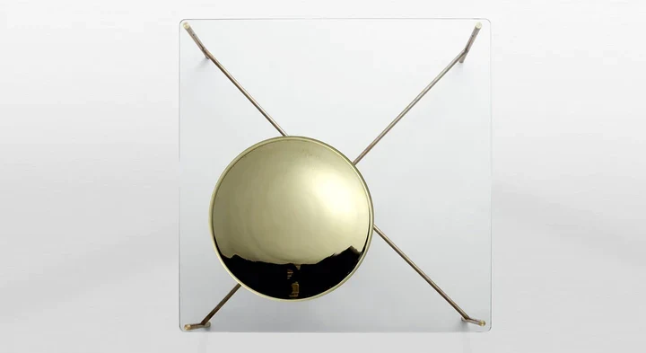 Table basse en verre & métal - Golden Moon