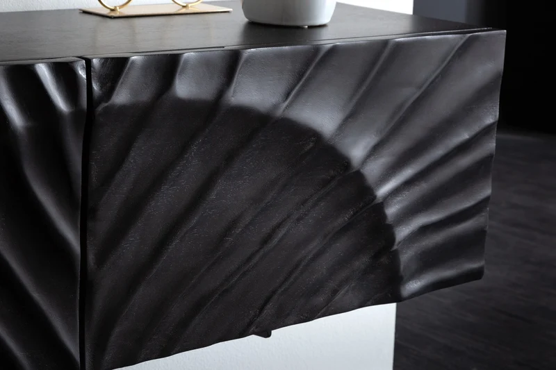 Meuble TV massif SCORPION 160cm meuble bas suspendu en manguier noir