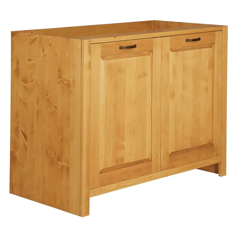 Meuble bas sous évier 120 cm 2 portes épicéa huilé miel | Aravis