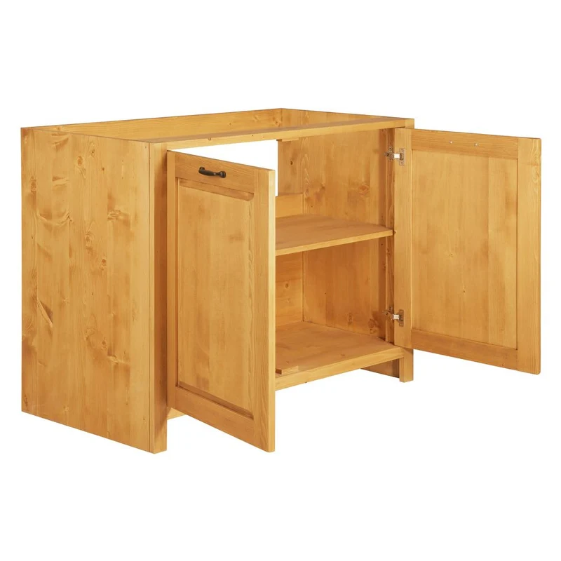 Meuble bas sous évier 120 cm 2 portes épicéa huilé miel | Aravis