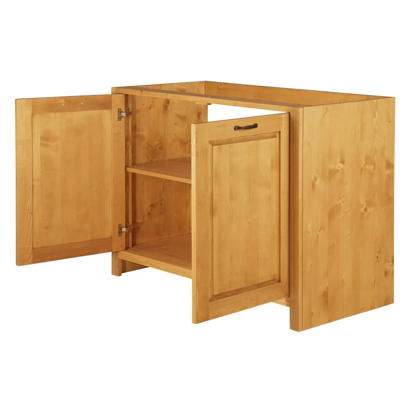 Meuble bas sous évier 120 cm 2 portes épicéa huilé miel | Aravis