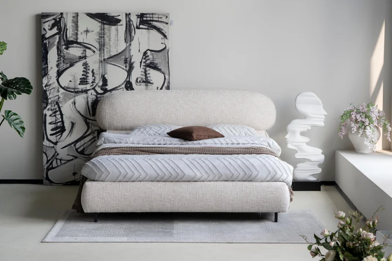 Lit en tissu avec sommier inclus Emilie